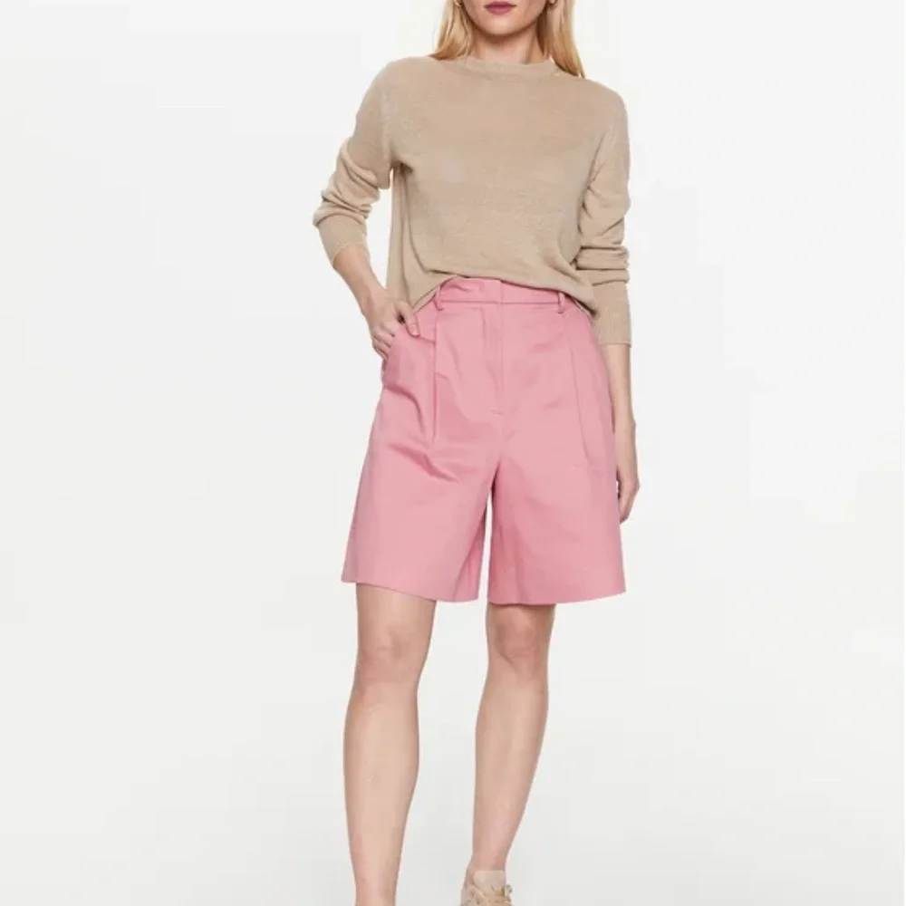 Max Mara Weekend Ecuba Linen Blend Bermuda Shorts in Rose SZ 16 NEW - Picture 3 of 4